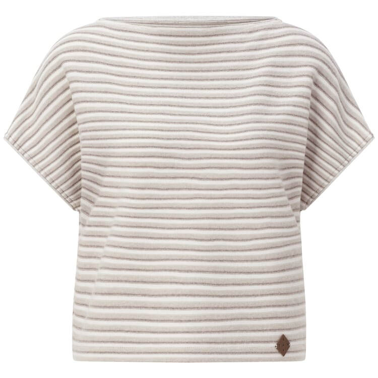 Stribet strikbluse til kvinder, Beige-creme