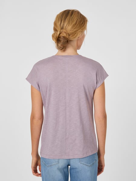Ladies jersey shirt Lilac, presented on a model