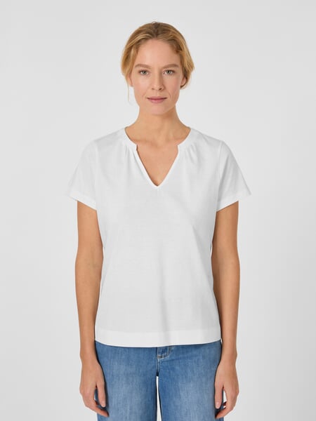 Women's Jersey Blouse White, presented on a model