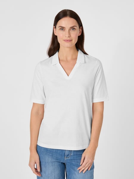 Damen-Jerseypolo Weiß, Tragebild