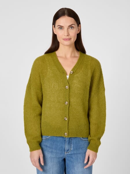 Women’s Cardigan Oliv, presented on a model
