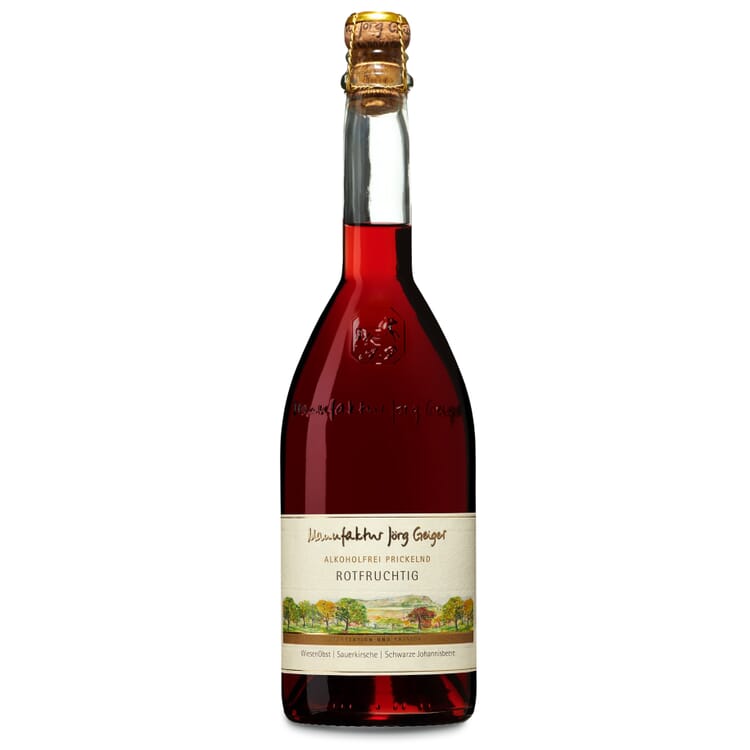 Red fruit-flavored, non-alcoholic."