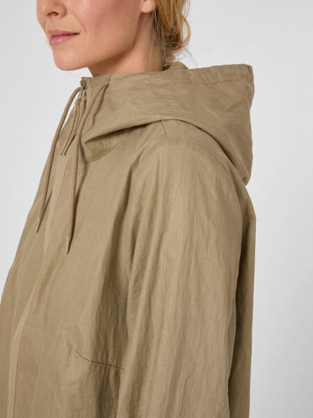 Manteau pour femme en lin à capuche Vert tilleul, vue détaillée