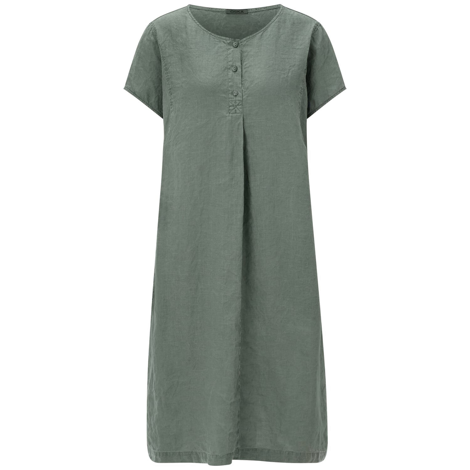 Ladies dress hemp short sleeve, Sage green | Manufactum