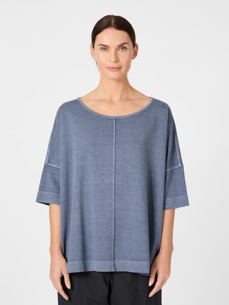 Women's Short-Sleeve Shirt Blue, presented on a model