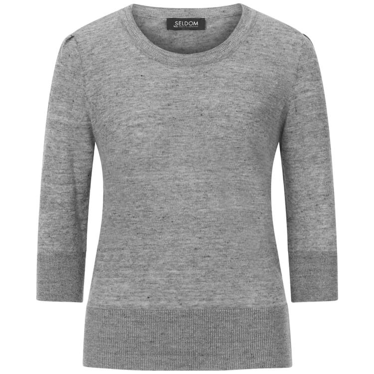 T-shirt en maille pour femme, manches trois-quarts, Gris