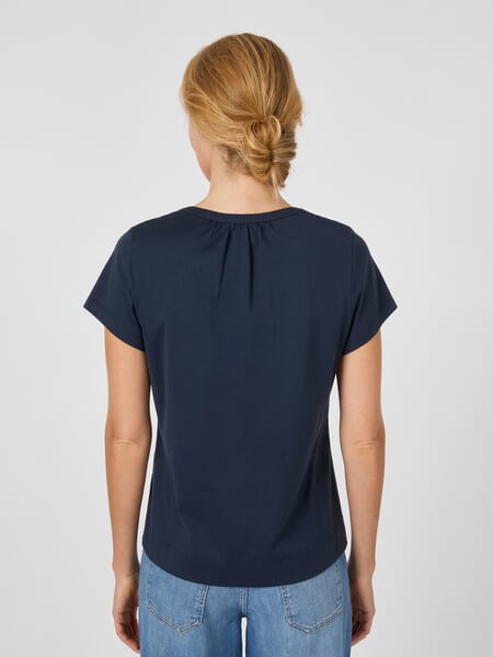 Women's Jersey Blouse Dark blue, presented on a model