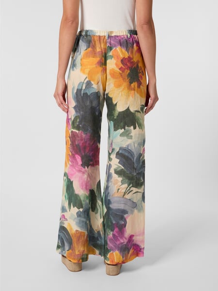Women’s Linen Pants Multicolor, presented on a model