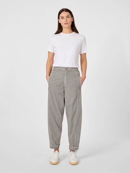 Women's Fabric Pants Light gray, presented on a model