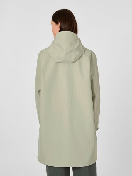 Women's Rain Jacket Sage Green, presented on a model