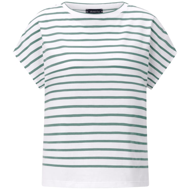 Women’s Striped Top, Sage Green-White
