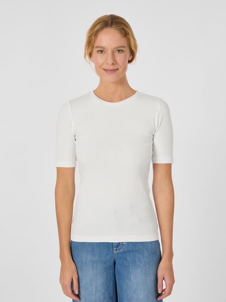 Camiseta de mujer de punto acanalado Blanco, Tragebild