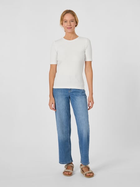 Damen-Rippenshirt Weiß, Tragebild
