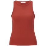 Top pour femme double côte Rouge rouille