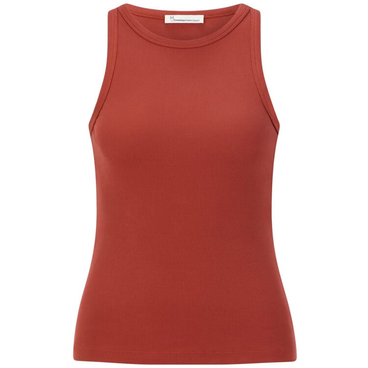 Top pour femme double côte, Rouge rouille