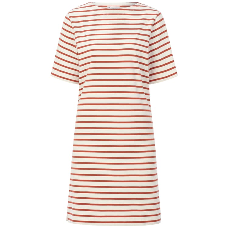Gestreepte jerseyjurk voor dames, Wit-roest