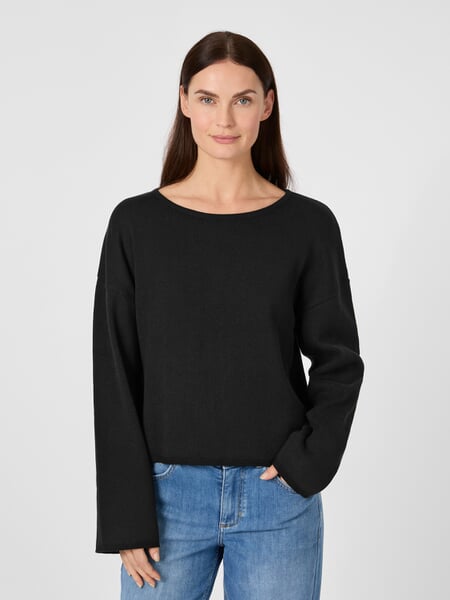 Maglione da donna in maglia di cotone Nero, Tragebild