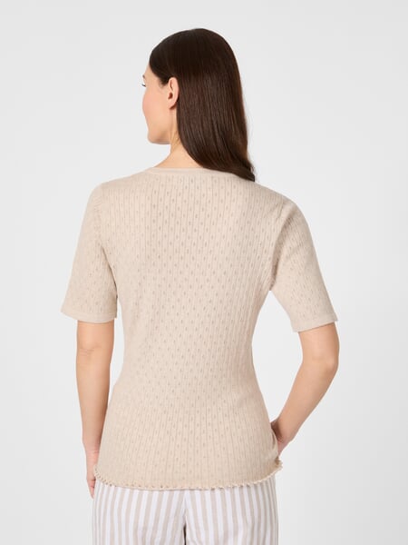 Women's Openwork Knit Shirt with Silk Natural, presented on a model