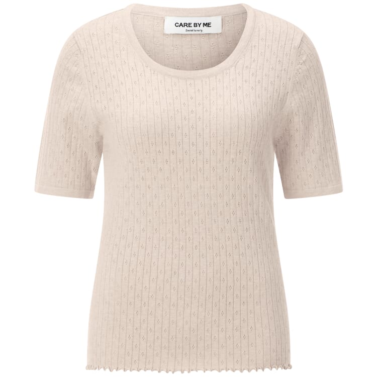 Dame-T-shirt i ajourstrik med silke