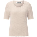 T-shirt femme en tricot ajouré avec de la soie Naturel