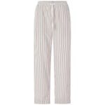 Pantalon femme en tissu rayé Nature-Blanc