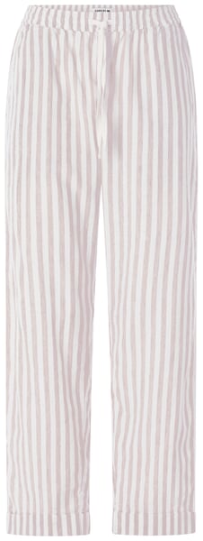 Women's striped fabric trousers Natural white