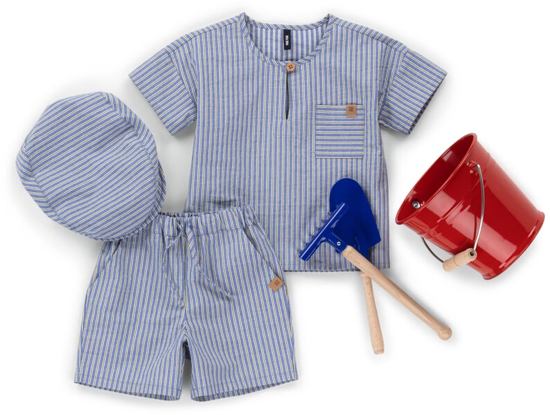 Kinder-Shorts Baumwolle gestreift Blau-Grün