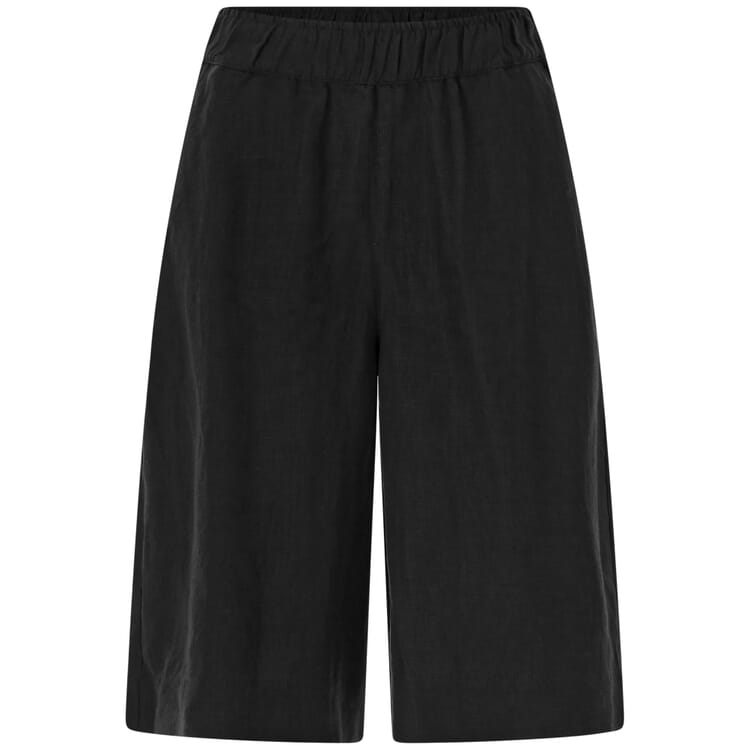 Ladies' linen Bermuda trousers, Black
