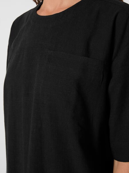 Damenkleid Lyocell-Leinen Schwarz, Detailsicht