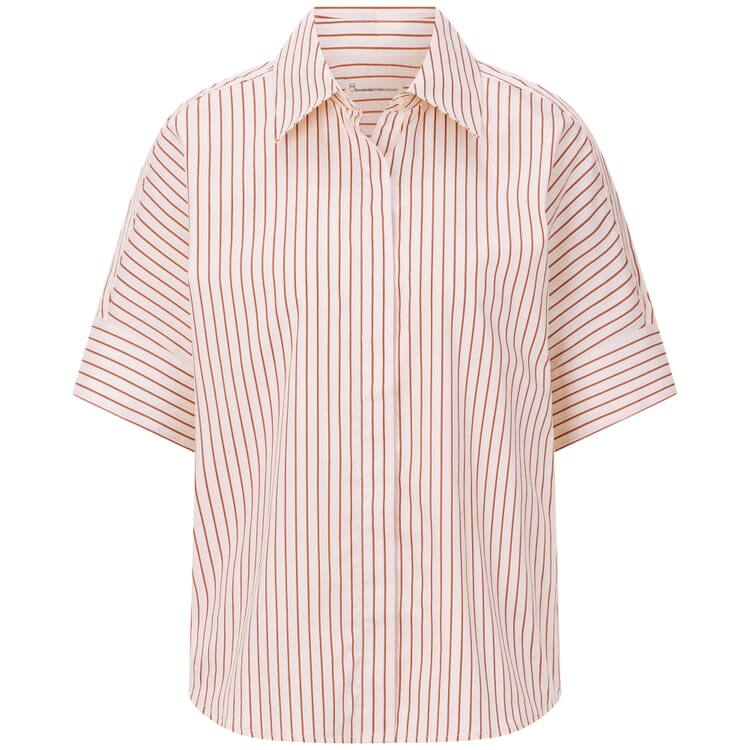 Dames blouse katoen satijn, Wit-rood