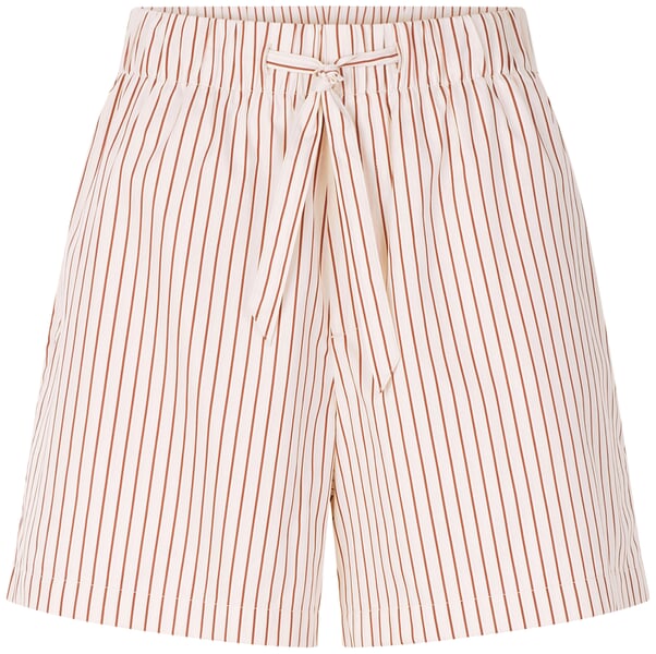 Damenshorts Baumwollsatin Weiß-Rot