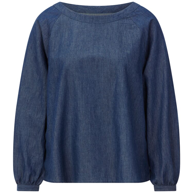 Chemisier pour femme en coton, Bleu denim