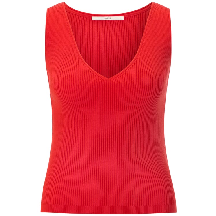 Top da donna a maglia a costine, Rosso