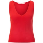 Top donna in maglia a coste Rosso
