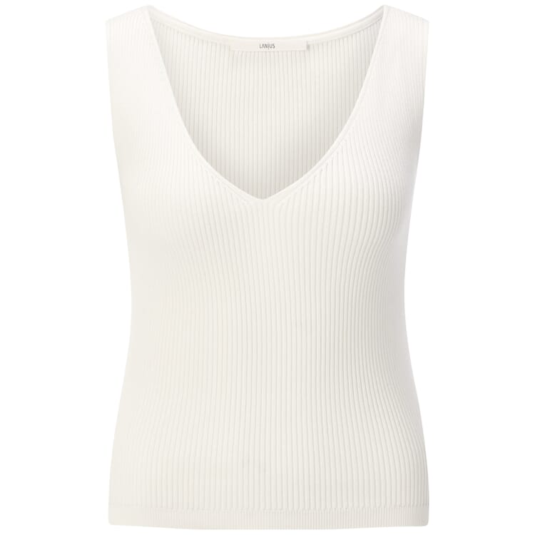 Top pour femme en maille côtelée, Blanc