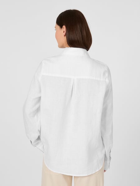 Women’s Linen Blouse White, presented on a model