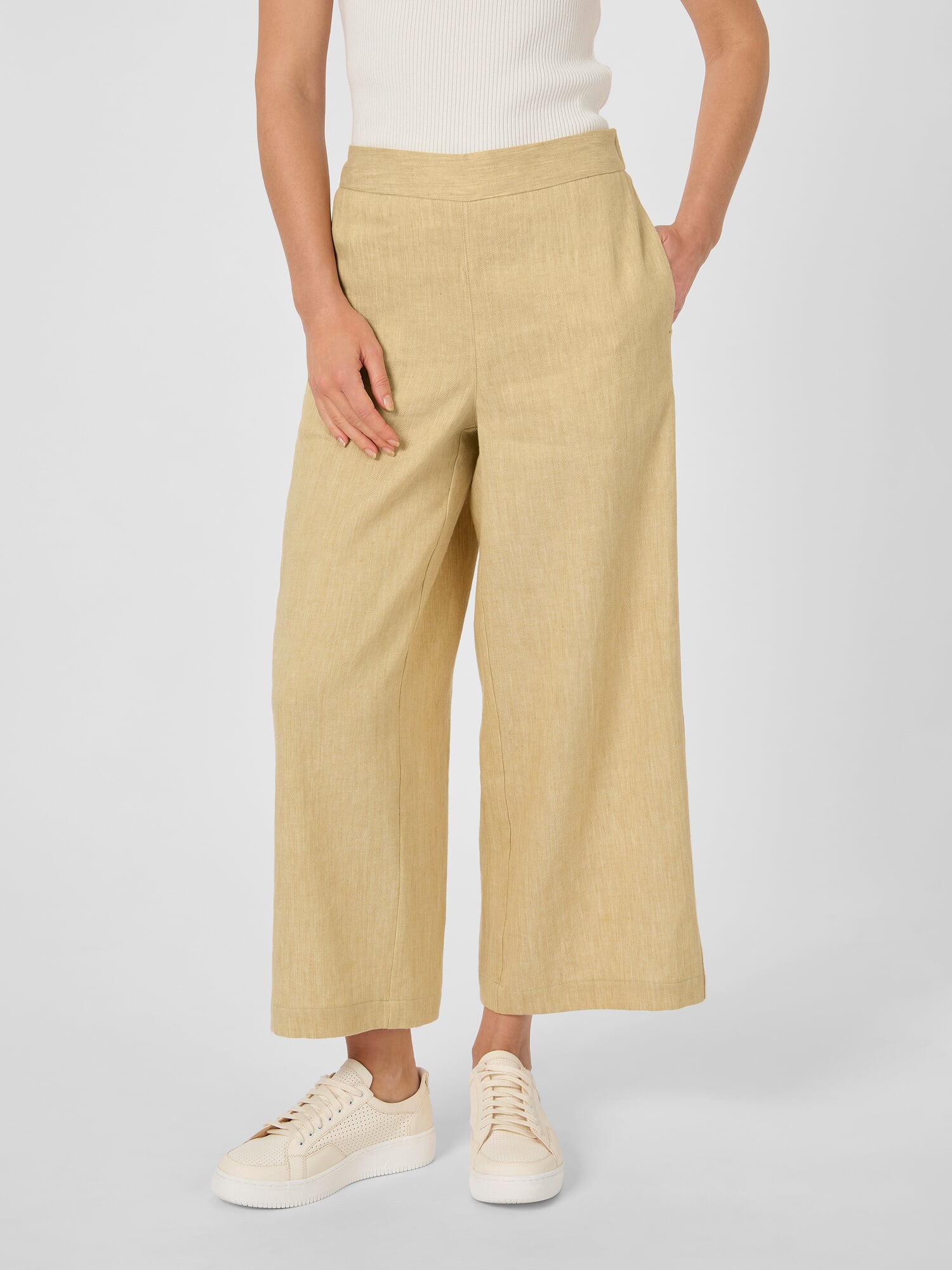 Women's pants linen-cotton, Yellow melange | Manufactum