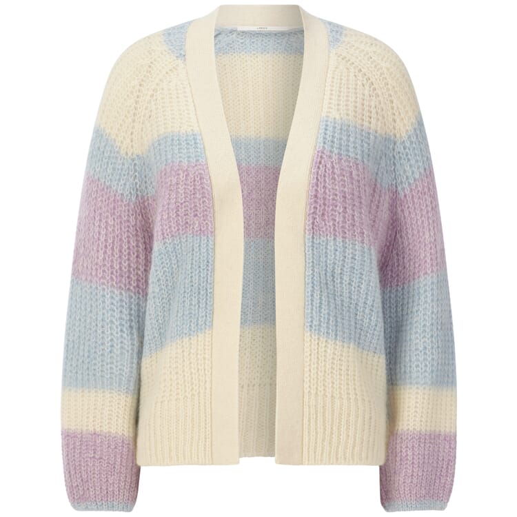 Damen-Cardigan Streifen, Hellblau-Lila