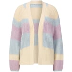 Cardigan femme à rayures Bleu clair-mauve