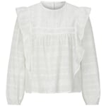 Blouse femme en broderie avec volants Blanc