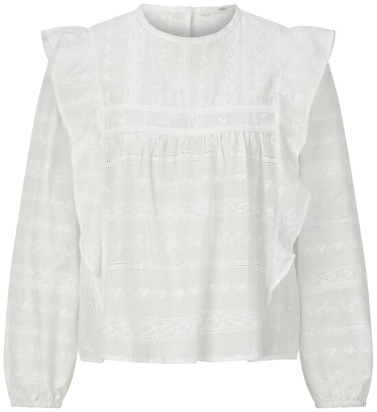 Damen-Stickereibluse mit Volants Weiß