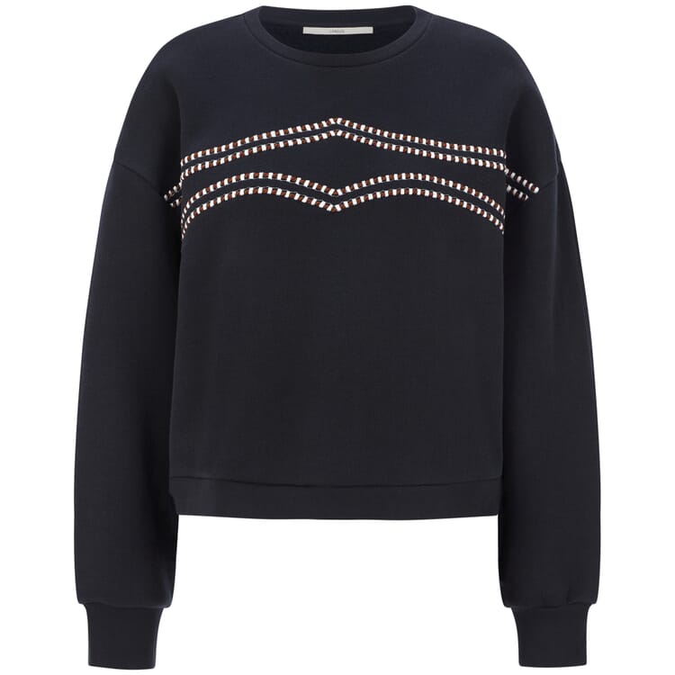 Women's Embroidered Sweatshirt, Black-blue