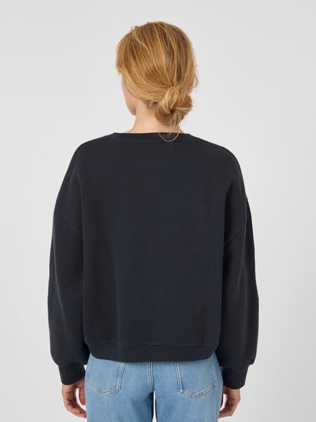Women's Embroidered Sweatshirt Black-blue, presented on a model