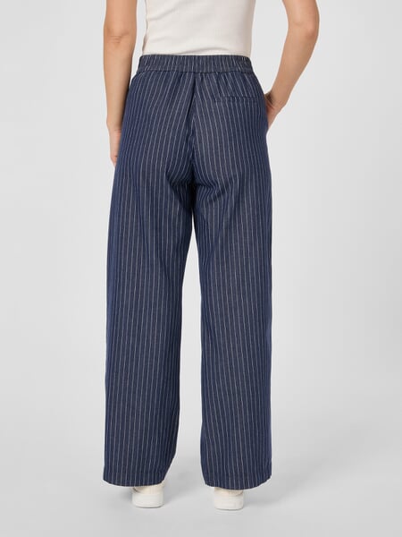 Ladies Marlene Pants Pinstripe Navy, presented on a model