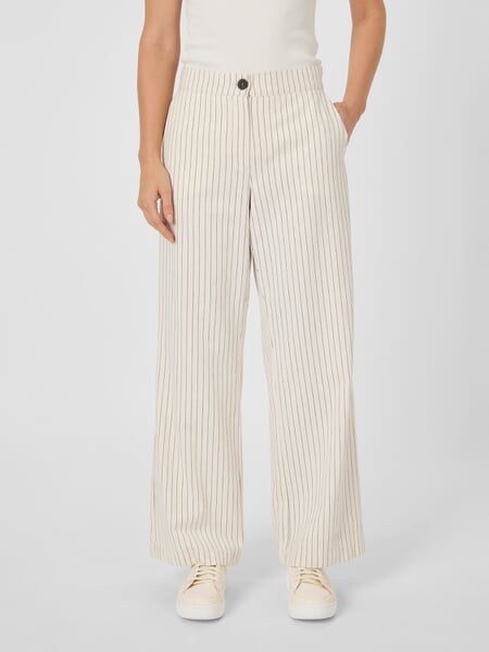 Ladies Marlene Pants Pinstripe White, presented on a model