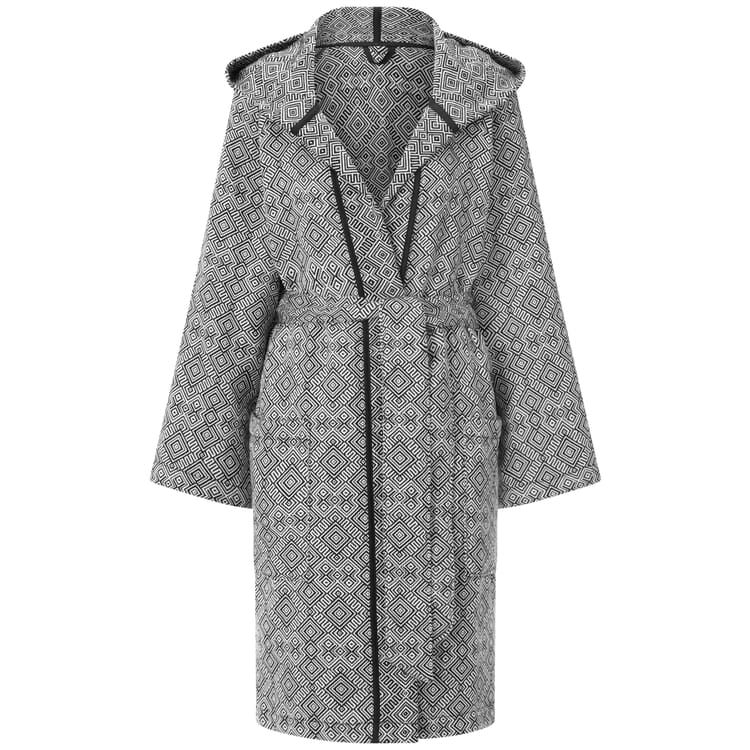 Hamam bathrobe with hood, Black and white