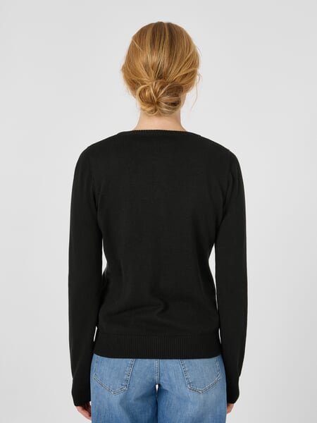 Women's Cotton Cardigan Black, presented on a model