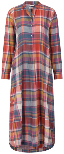 Lange damesjurk met ruitjesmotief Rood-blauw