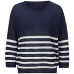 Women's striped knit shirt Navy-White