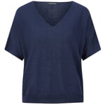 Camicia da donna in maglia con scollo a V Navy